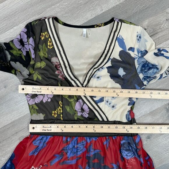 Kaktus Floral Patternblock Patchwork Tiered Maxi Dress Small Cottagecore Boho - Picture 13 of 14